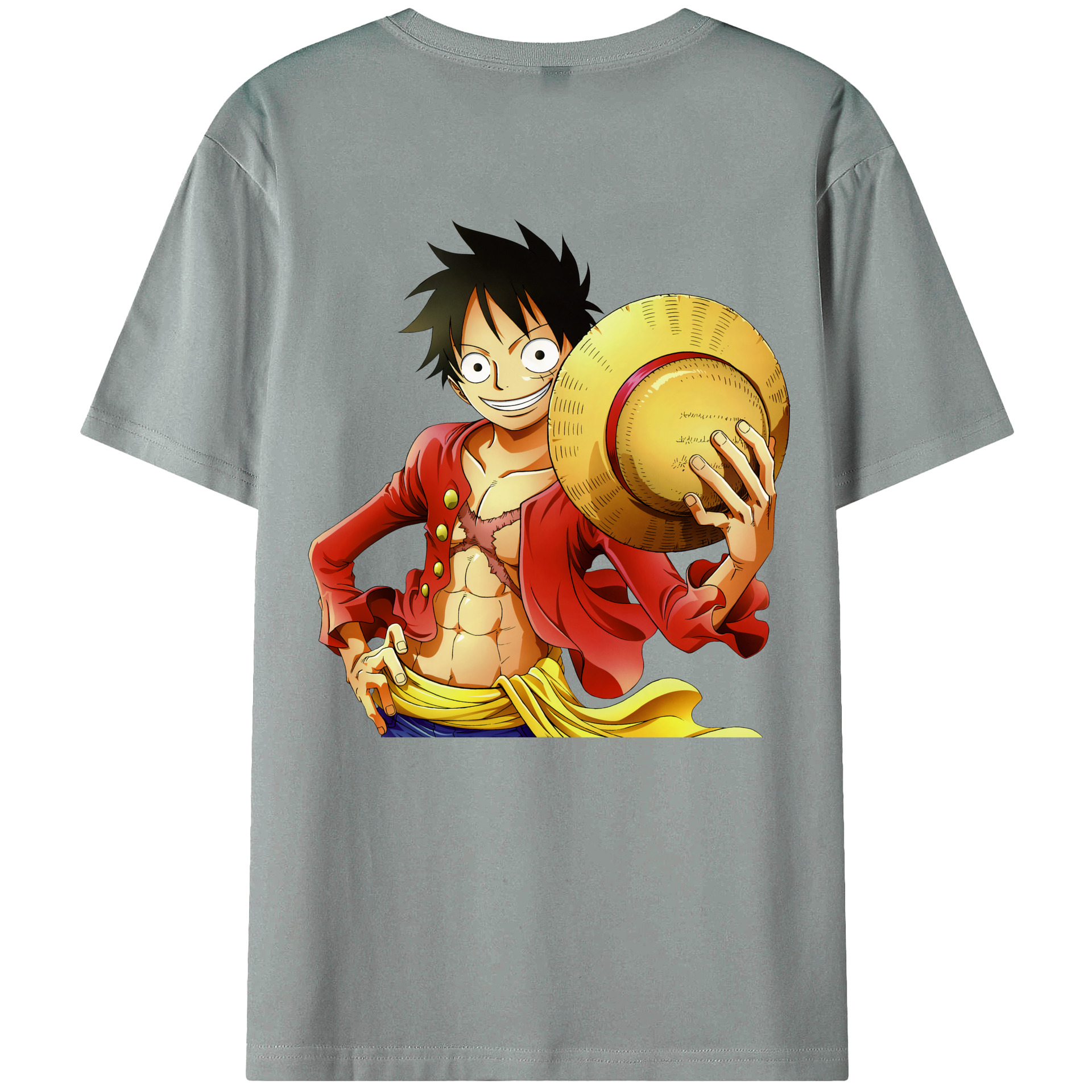 ワンピース モンキー・D・ルフィ ONE PIECE Monkey D. Luffy 綿100％ メンズ半袖Tシャツ（バックプリント） 通気性